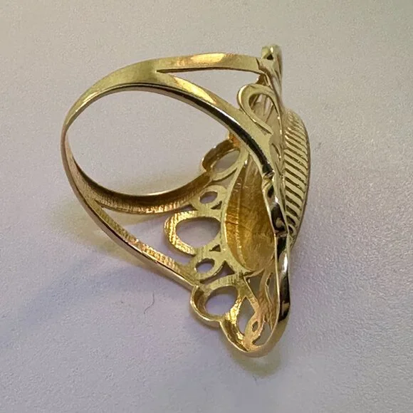 Vintage 14K Yellow Gold Madonna and Child Ring Size 8.5-5.61g - Picture 8 of 12